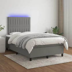 vidaXL Sommier à lattes de lit avec LED - Gris foncé, 120x200 cm