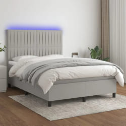 VidaXL Sommier à lattes, Matelas et LED Gris clair 140x190 cm