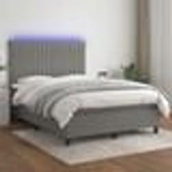 vidaXL Sommier à lattes de lit et matelas et LED Gris foncé 140x190 cm - 140 x 190 cm