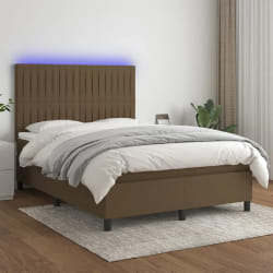 VIDAXL Sommier à lattes de lit avec matelas et LED - Marron foncé