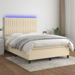 VIDAXL Lit à Sommier LED Crème 140x200cm