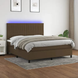 vidaXL Sommier à lattes de lit 160x200 cm avec LED - Marron foncé