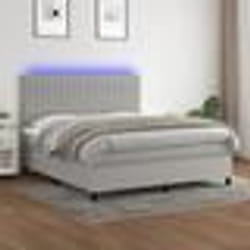 vidaXL Sommier à lattes de lit et matelas et LED Gris clair 180x200 cm - 180 x 200 cm