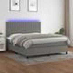 vidaXL Sommier à lattes de lit et matelas et LED Gris foncé 180x200 cm - 180 x 200 cm
