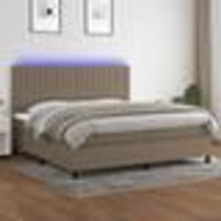 vidaXL Sommier à lattes de lit et matelas et LED Taupe 200x200cm Tissu - 200 x 200 cm