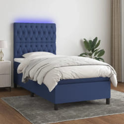 VIDAXL Sommier à lattes avec matelas et LED - Bleu 80x200cm