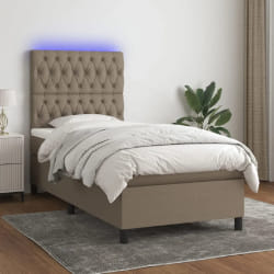 VIDAXL Sommier avec matelas et LED - Taupe
