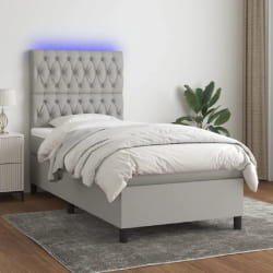 VIDAXL Sommier à lattes avec matelas et LED 100x200 cm - Gris clair
