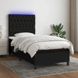 vidaXL Lit à Sommier avec Matelas LED - Noir