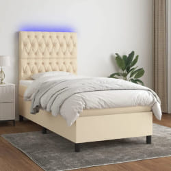 vidaXL Sommier Crème 100x200 cm LED