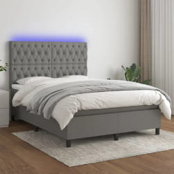 VIDAXL Sommier lattes LED Gris foncé 140x190 cm
