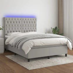 VIDAXL Sommier à lattes et matelas LED 140x200 cm - Gris clair