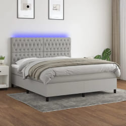 vidaXL Sommier à lattes, matelas et LED 160x200 cm - Gris Clair