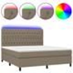 vidaXL Sommier à lattes de lit et matelas et LED Taupe 160x200cm Tissu - 160 x 200 cm