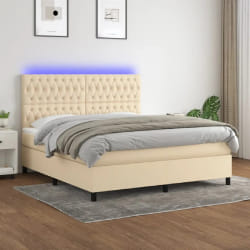 VidaXL Sommier à lattes avec matelas LED 160x200 cm - Crème