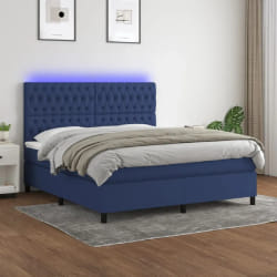 vidaXL Sommier LED 160x200cm Tissu - Bleu