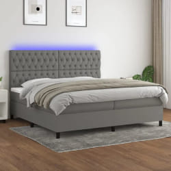 vidaXL Sommier à lattes de lit et matelas avec LED - Gris foncé 200x200 cm