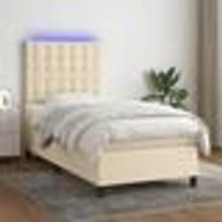 vidaXL Sommier à lattes de lit et matelas et LED Crème 80x200cm Tissu - 80 x 200 cm
