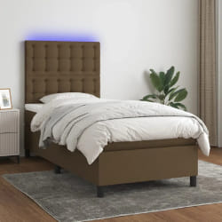 vidaXL Sommier à lattes de lit et matelas et LED Marron foncé 90x190cm