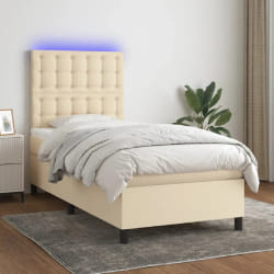 VIDAXL Sommier à Lattes Lit Matelas LED 90x190 cm - Crème