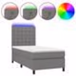 vidaXL Sommier à lattes de lit avec matelas et LED Gris foncé 90x200cm - 90 x 200 cm