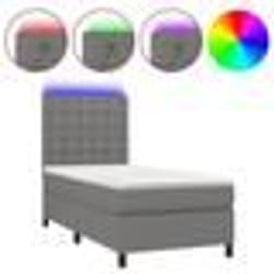 vidaXL Sommier à lattes de lit avec matelas et LED Gris foncé 90x200cm - 90 x 200 cm
