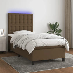 vidaXL Sommier à lattes et LED - Marron foncé 100x200 cm