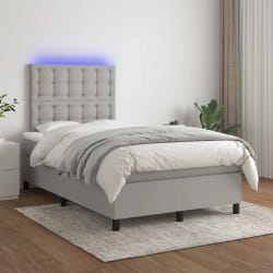VIDAXL Sommier, Matelas et LED - Gris clair 120x200 cm