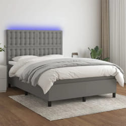 vidaXL Sommier avec matelas et LED - Gris foncé 140x190 cm