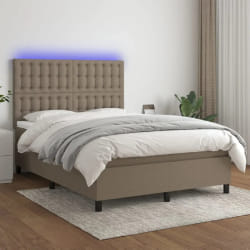 VIDAXL Sommier matelas LED 140x190 - Taupe