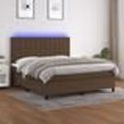 vidaXL Sommier à lattes de lit matelas et LED Marron foncé 160x200 cm - 160 x 200 cm