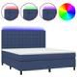 vidaXL Sommier à lattes de lit et matelas et LED Bleu 160x200 cm Tissu - 160 x 200 cm