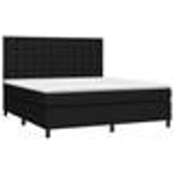 vidaXL Sommier à lattes de lit et matelas et LED Noir 180x200 cm Tissu - 180 x 200 cm