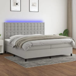 VIDAXL Sommier à lattes avec LED - Gris clair Tissu
