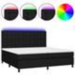vidaXL Sommier à lattes de lit et matelas et LED Noir 200x200 cm Tissu - 200 x 200 cm