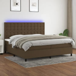 VidaXL Sommier à Lattes avec Matelas et LED - Marron foncé 200x200 cm
