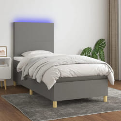 vidaXL sommier à lattes et matelas avec LED 80x200 cm - Gris foncé