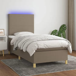 vidaXL Sommier à lattes et LED Taupe 90x190 cm Tissu