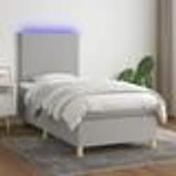 vidaXL Sommier à lattes de lit avec matelas et LED Gris clair 90x200cm - 90 x 200 cm