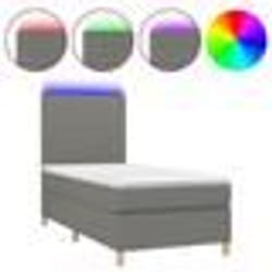 vidaXL Sommier à lattes de lit avec matelas et LED Gris foncé 90x200cm - 90 x 200 cm