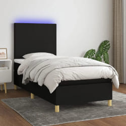 vidaXL Sommier à lattes lit LED 90x200 cm - Noir