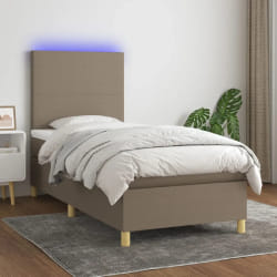 VIDAXL Sommier à lattes et matelas LED 90x200 cm - Taupe