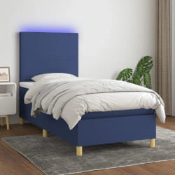 vidaXL Sommier à lattes avec matelas LED - Bleu 90x200 cm
