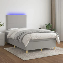 VidaXL Sommier avec matelas et LED 120x200 cm - Gris clair