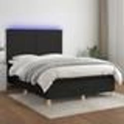 vidaXL Sommier à lattes de lit et matelas et LED Noir 140x190 cm Tissu - 140 x 190 cm