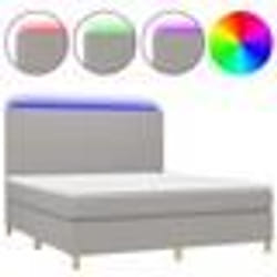 vidaXL Sommier à lattes de lit et matelas et LED Gris clair 160x200 cm - 160 x 200 cm