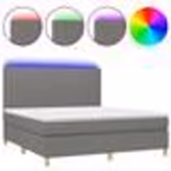 vidaXL Sommier à lattes de lit et matelas et LED Gris foncé 160x200 cm - 160 x 200 cm