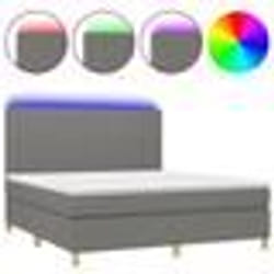 vidaXL Sommier à lattes de lit et matelas et LED Gris foncé 160x200 cm - 160 x 200 cm