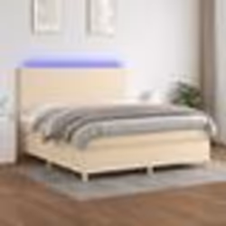 vidaXL Sommier à lattes de lit et matelas et LED Crème 160x200cm Tissu - 160 x 200 cm