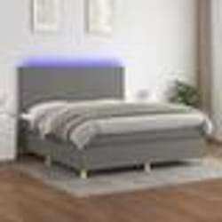 vidaXL Sommier à lattes de lit et matelas et LED Gris foncé 180x200 cm - 180 x 200 cm